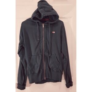 red canoe canadian hooded Zip Up dark gray small jacket Slash Pocket 100% Cotton